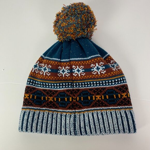 Smartwool Beanie Hat Chair Lift Women's One Size Winter Pom Pom Turquoise gold - Picture 3 of 8